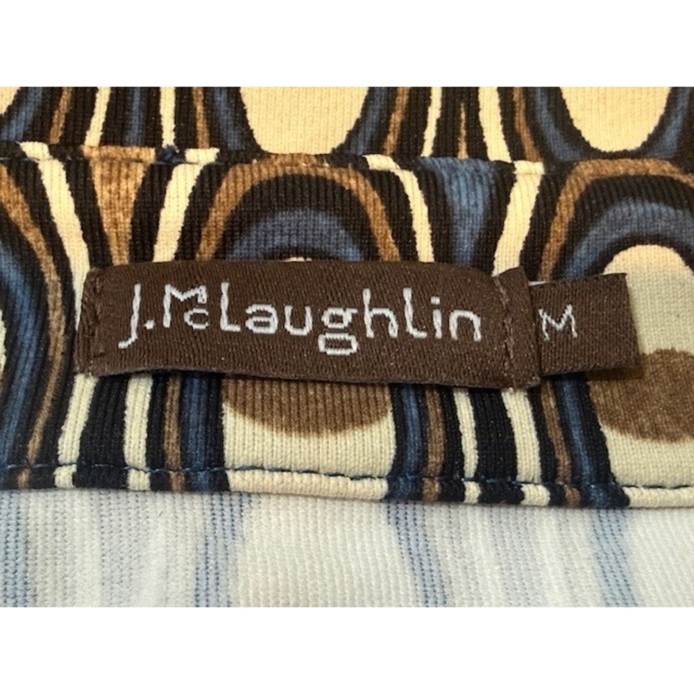 J McLaughlin Catalina Cloth Belted Shirt Dress M Geometric Retro Print Navy - Picture 2 of 11